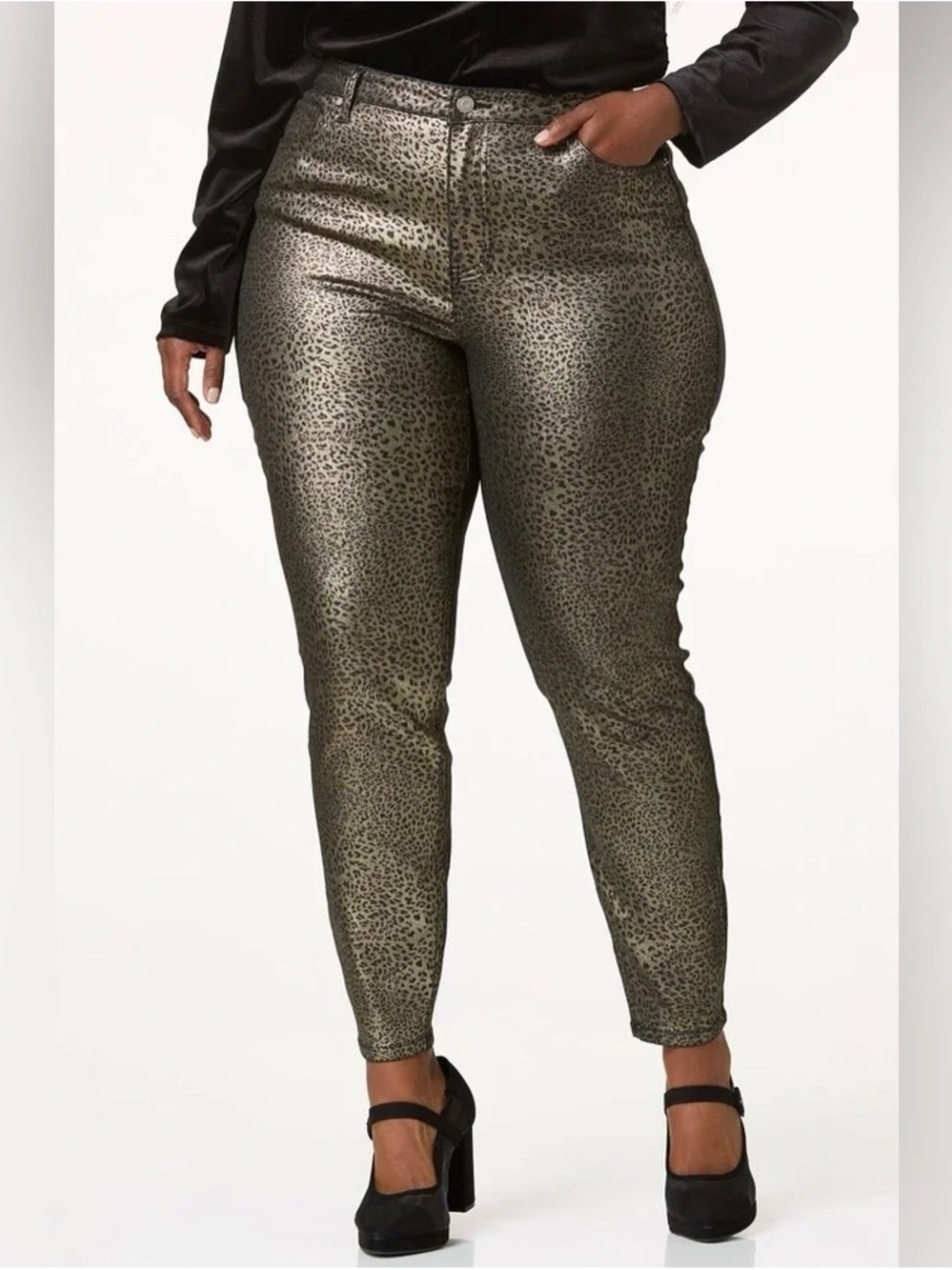 Cato | PLUS PETITE METALLIC LEOPARD SKINNY JEANS